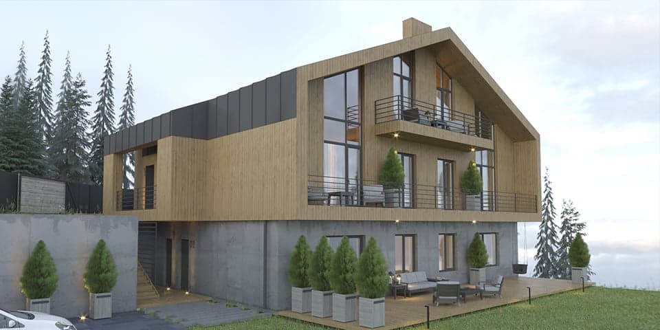 CHALET project: Architectural project of a Hotel in CarinterPathian mountains, Bukovel